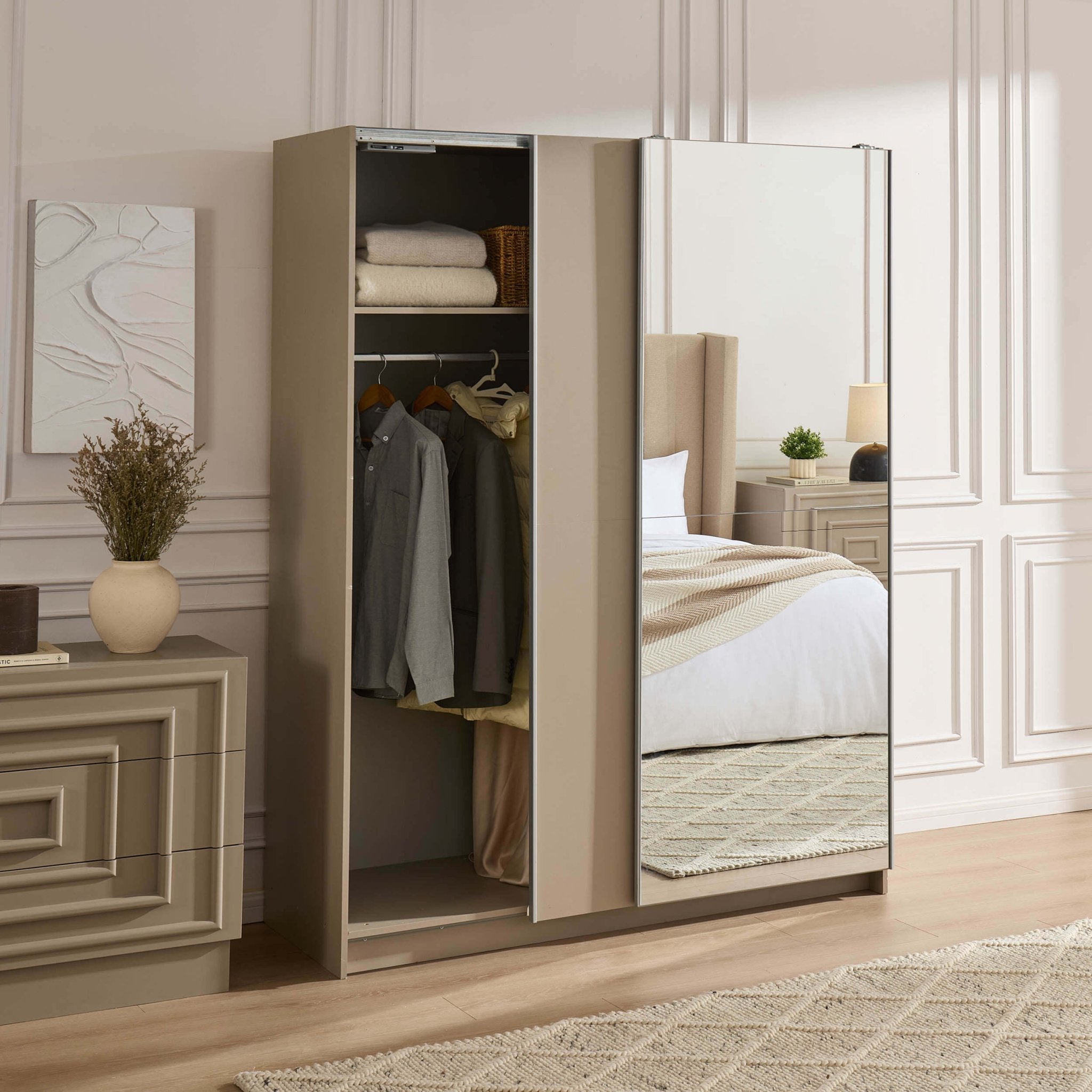 Penelope 150cm 2 Door Sliding Wardrobe - Taupe - DUSK