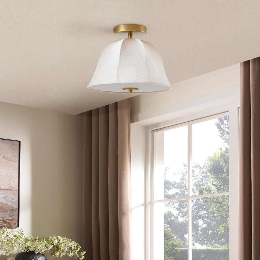 Penn Antique Bronze Linen Blend Ceiling Light - Gold - DUSK