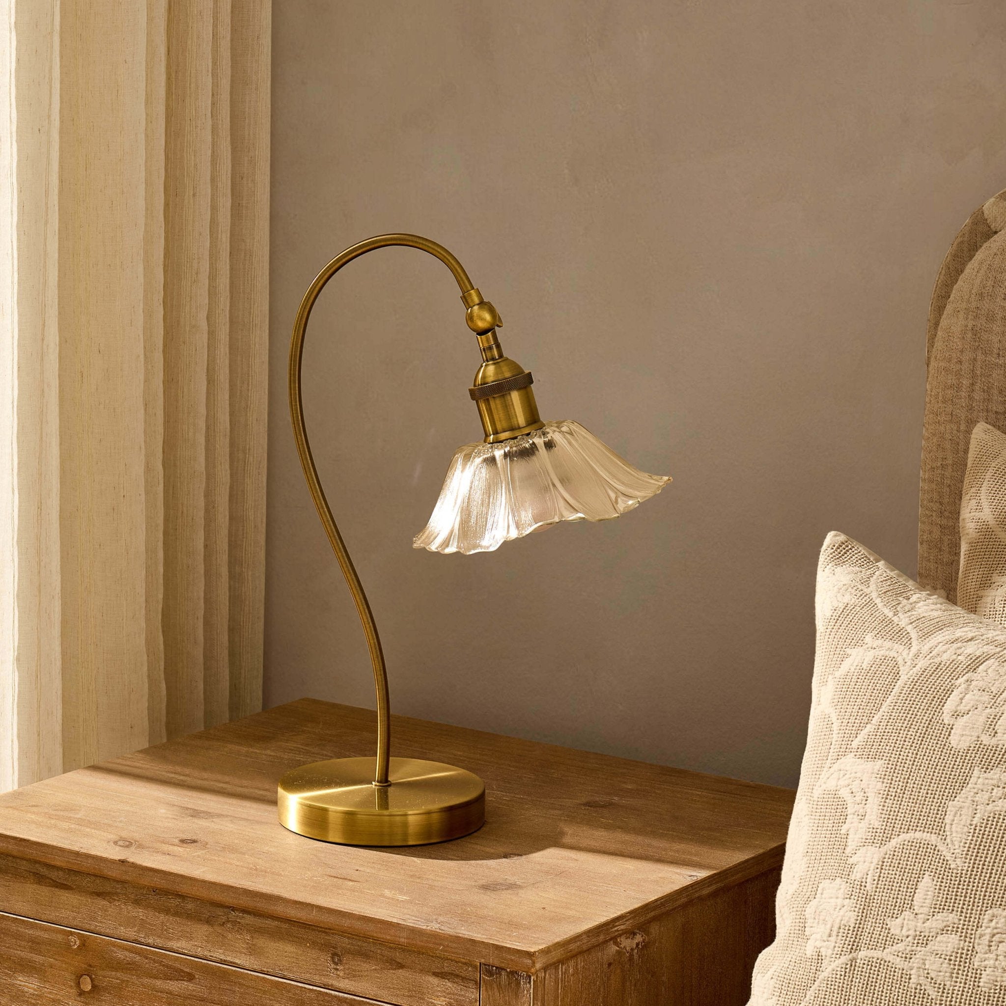 Petal Glass Brass Table Lamp - Brass - DUSK