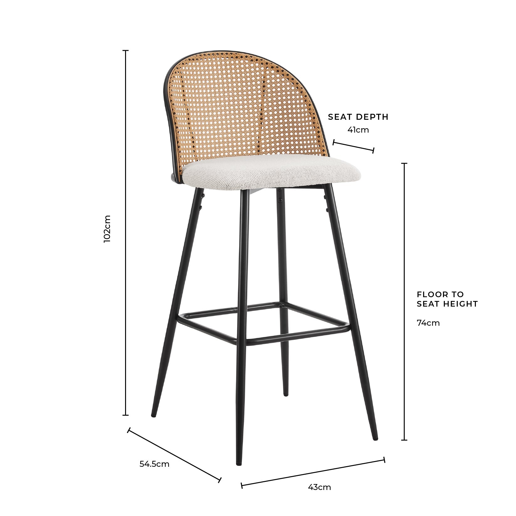 Phoebe Set of 2 Barstools - Charcoal/Black - DUSK