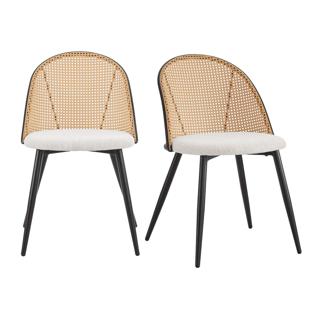 Phoebe Set Of 2 Dining Chairs - Boucle - Ivory/Black - DUSK