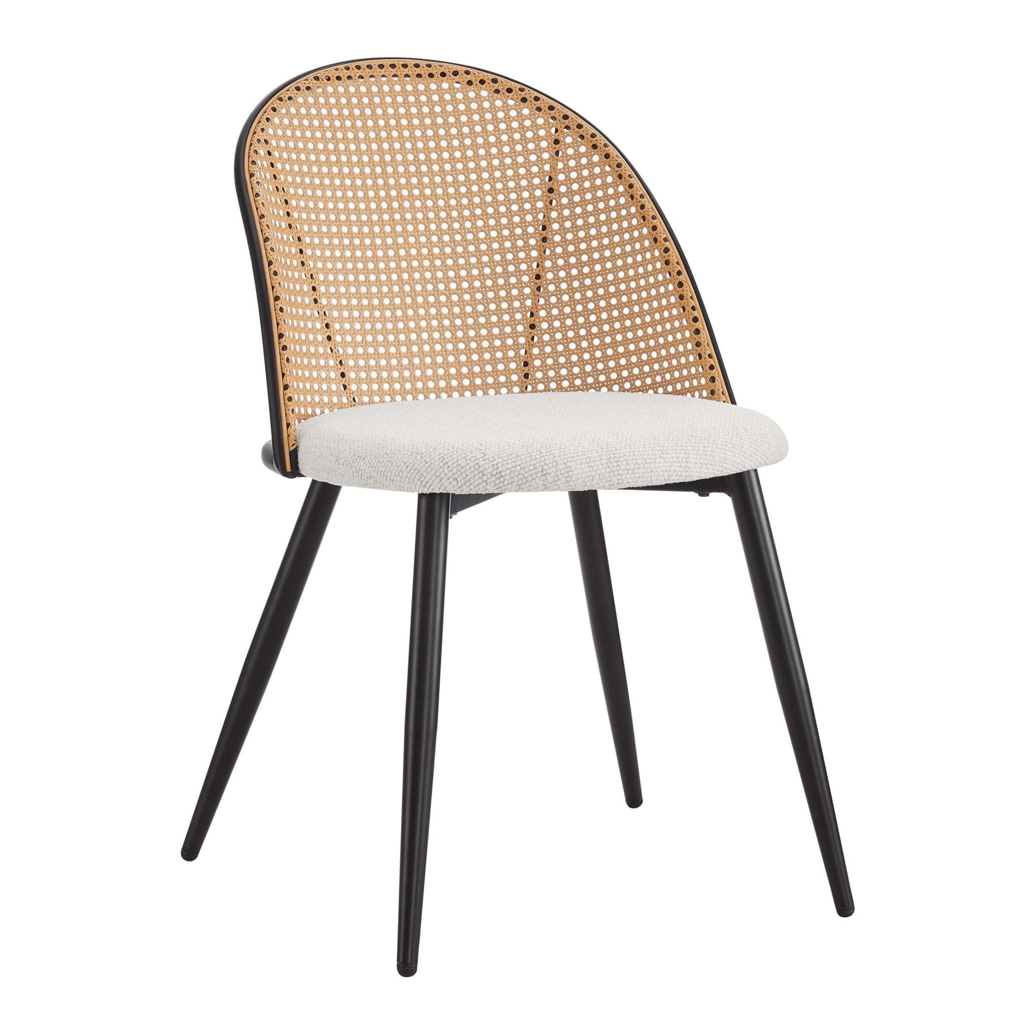 Phoebe Set Of 2 Dining Chairs - Boucle - Ivory/Black - DUSK