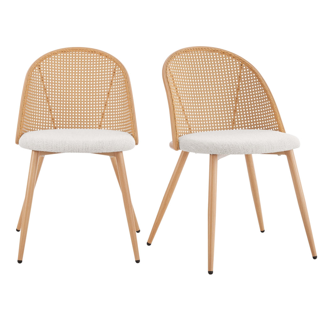Phoebe Set Of 2 Dining Chairs - Boucle - Ivory/Natural - DUSK