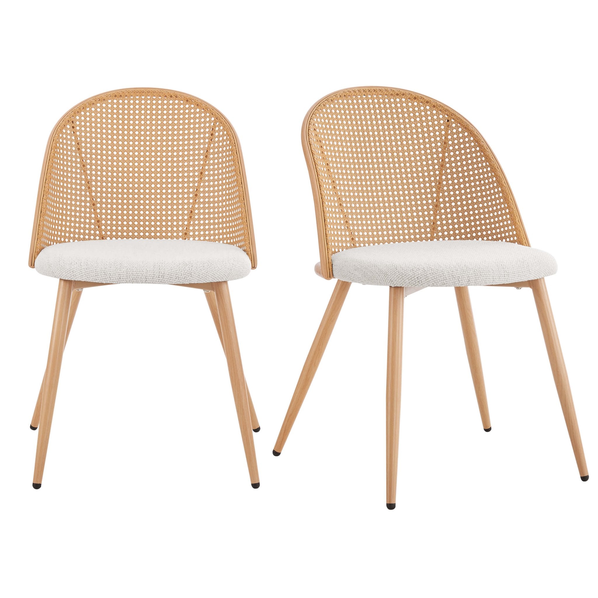 Phoebe Set Of 2 Dining Chairs - Boucle - Ivory/Natural - DUSK