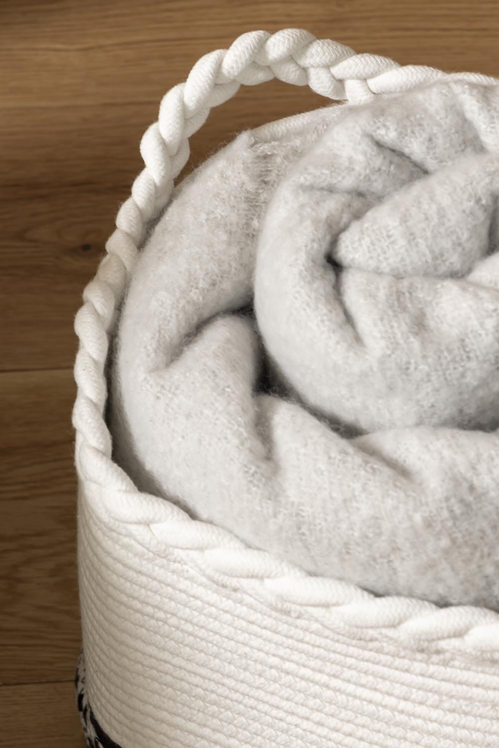 Plait Rope Storage Basket - Off White/Black - DUSK