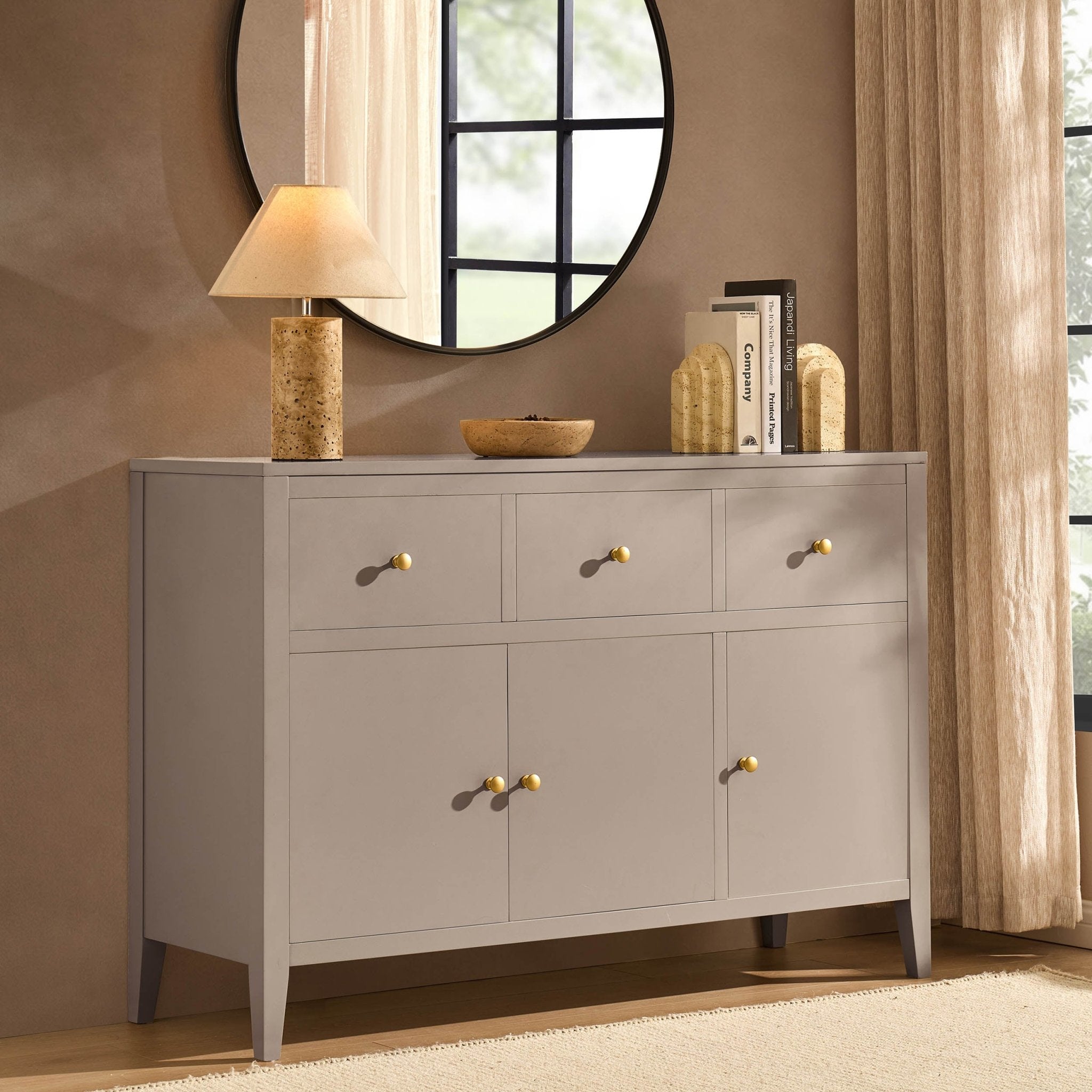 Poppy 3 Door Sideboard with Drawers - Taupe - DUSK