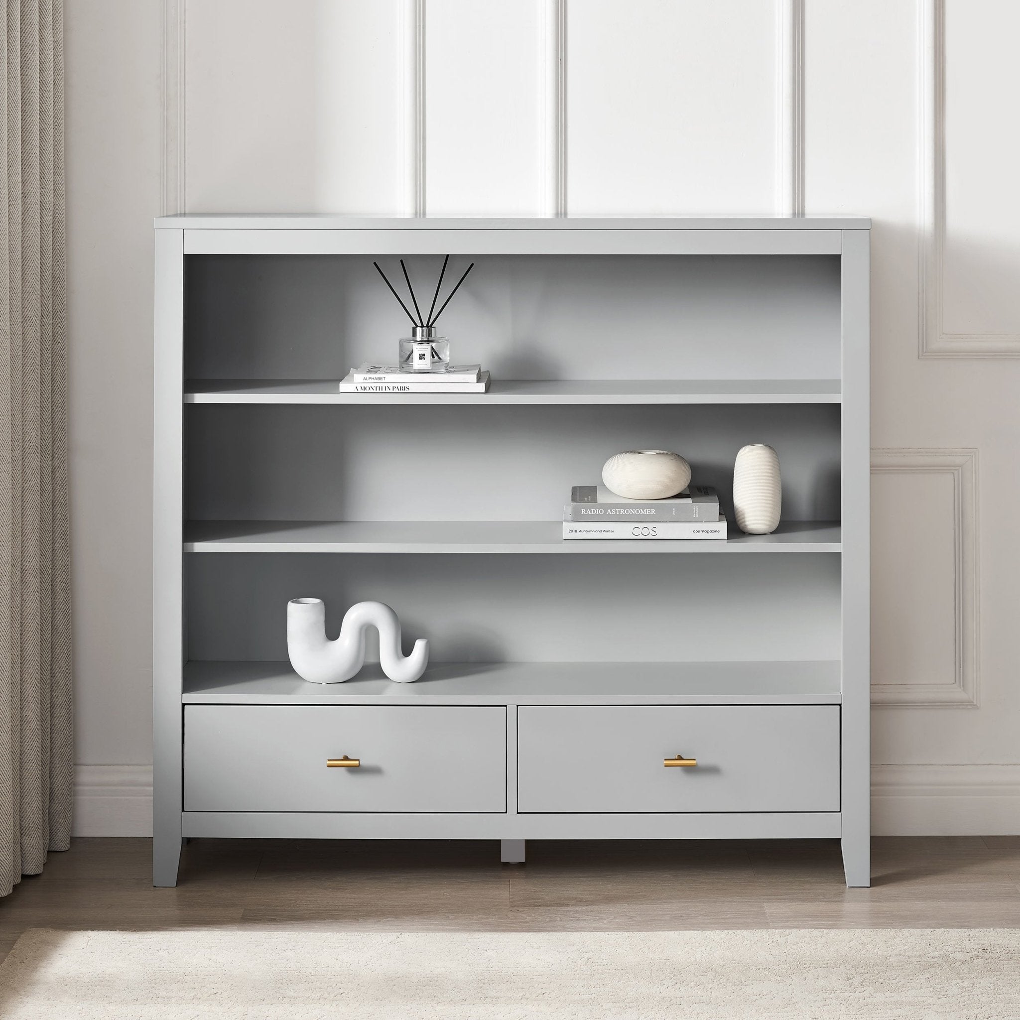 Poppy Bookshelf with Drawer - Grey - DUSK
