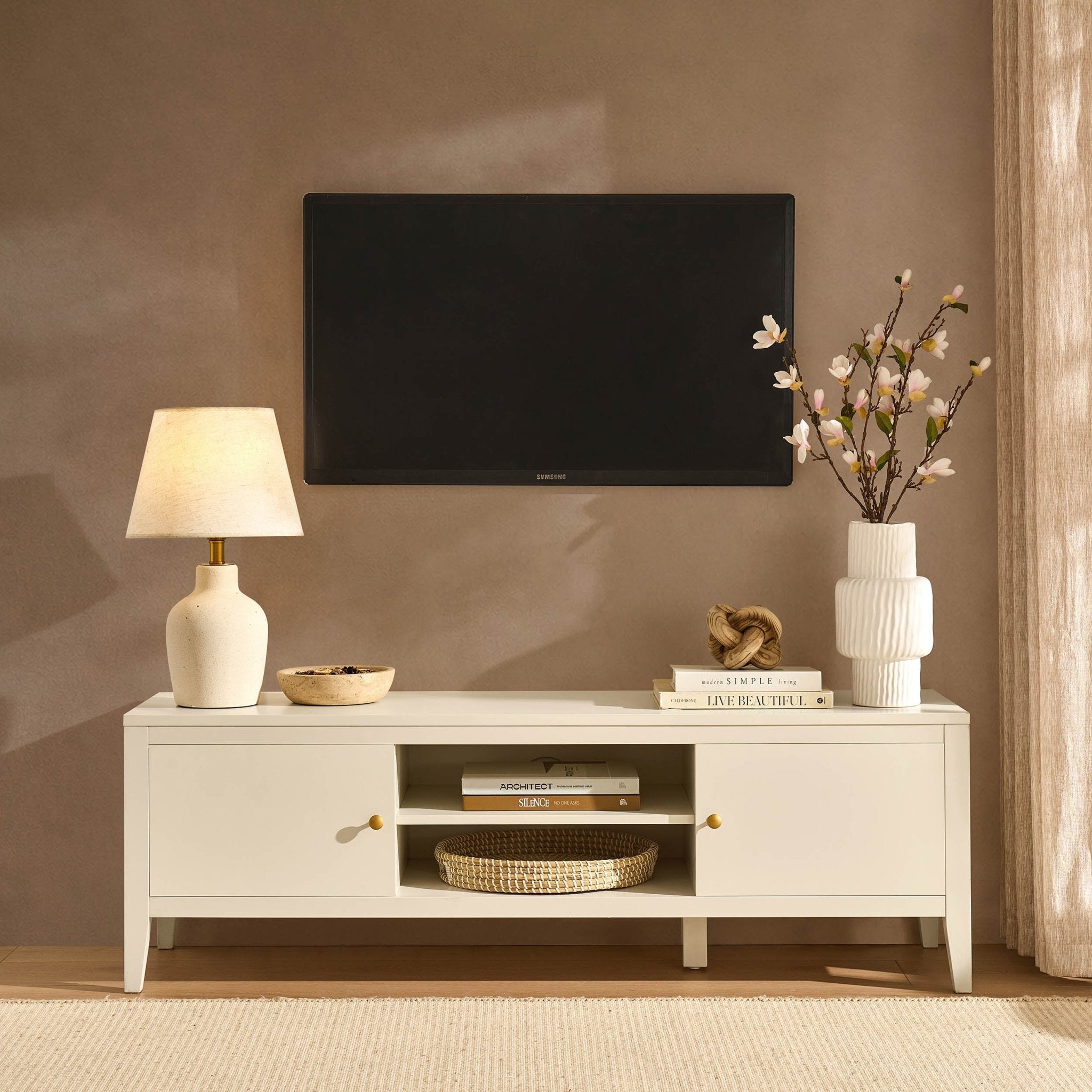 Poppy Tv Unit for TVs up to 55" - Cream - DUSK
