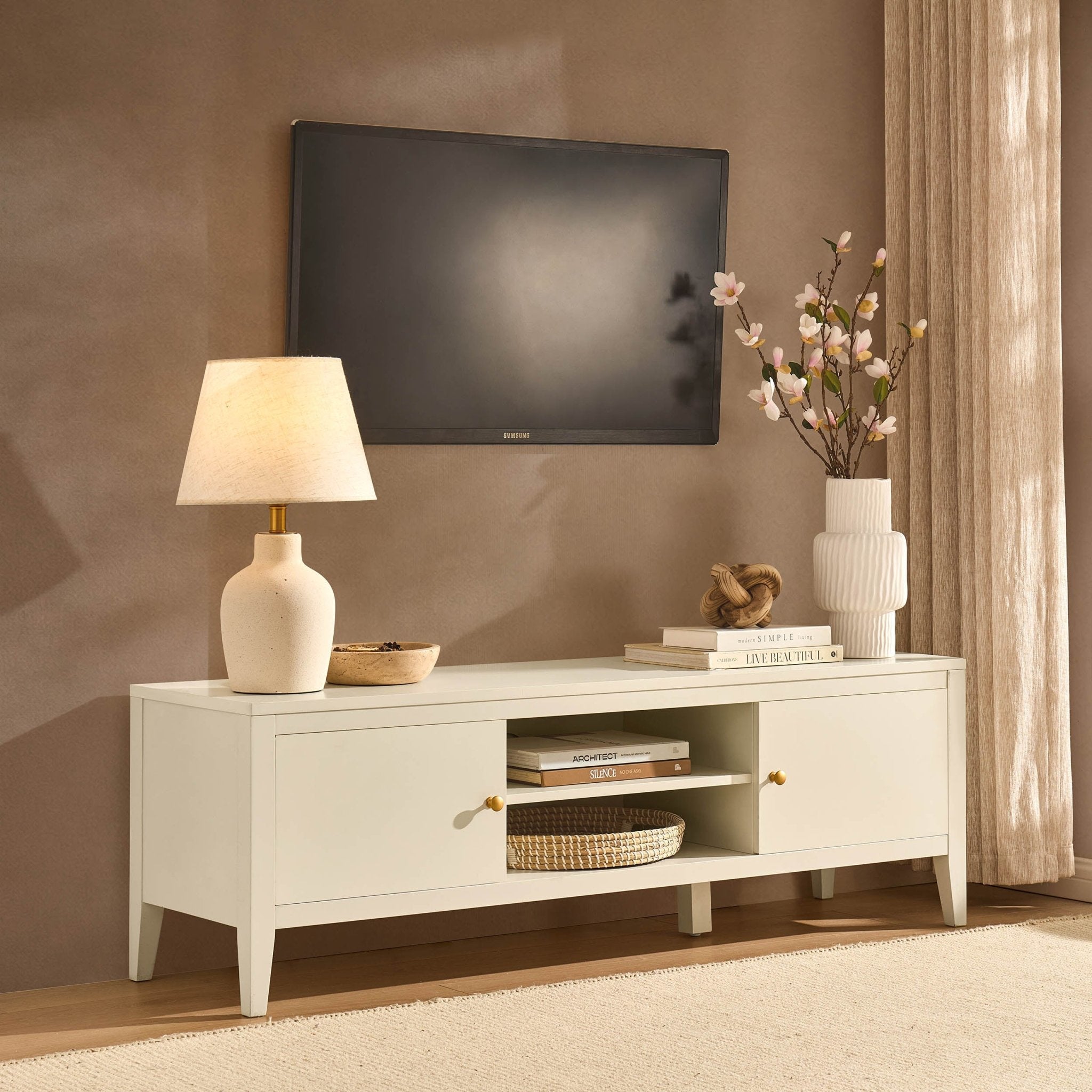 Poppy Tv Unit for TVs up to 55" - Cream - DUSK