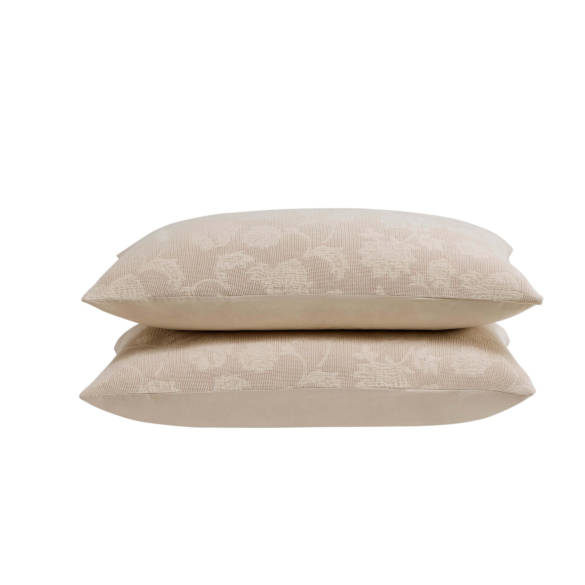 Portia Jacquard Waffle Duvet Cover & Pillowcase Set - Stone - DUSK