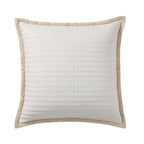 Portobello Floral Embroidered Linen Edge Cushion Cover - White/Natural - DUSK