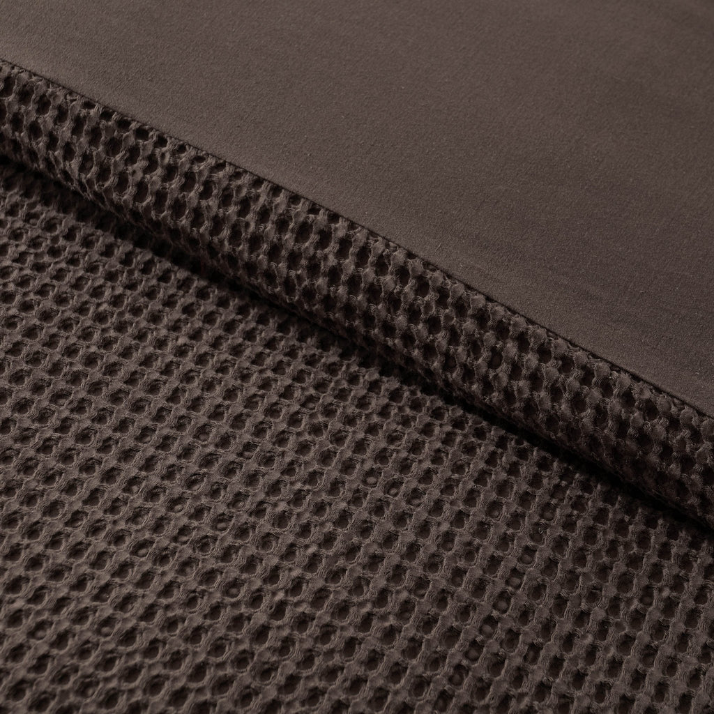 Portofino Waffle 100% Cotton Duvet Cover 200 Thread Count - Chocolate - DUSK
