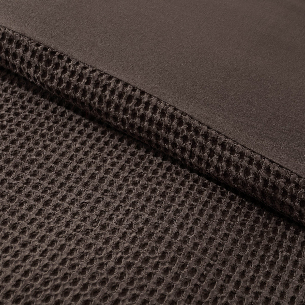 Portofino Waffle 100% Cotton Duvet Cover 200 Thread Count - Chocolate - DUSK
