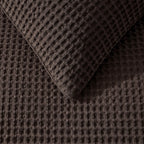 Portofino Waffle 100% Cotton Pair of Pillowcases 200 Thread Count - Chocolate - DUSK