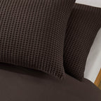 Portofino Waffle 100% Cotton Pair of Pillowcases 200 Thread Count - Chocolate - DUSK