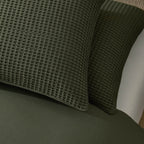 Portofino Waffle 100% Cotton Pair of Pillowcases 200 Thread Count - Forest Green - DUSK