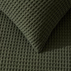 Portofino Waffle 100% Cotton Pair of Pillowcases 200 Thread Count - Forest Green - DUSK