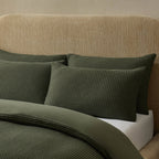 Portofino Waffle 100% Cotton Pair of Pillowcases 200 Thread Count - Forest Green - DUSK