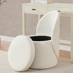 Primrose Boucle Dressing Table Storage Stool - Off White - DUSK