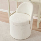 Primrose Boucle Dressing Table Storage Stool - Off White - DUSK