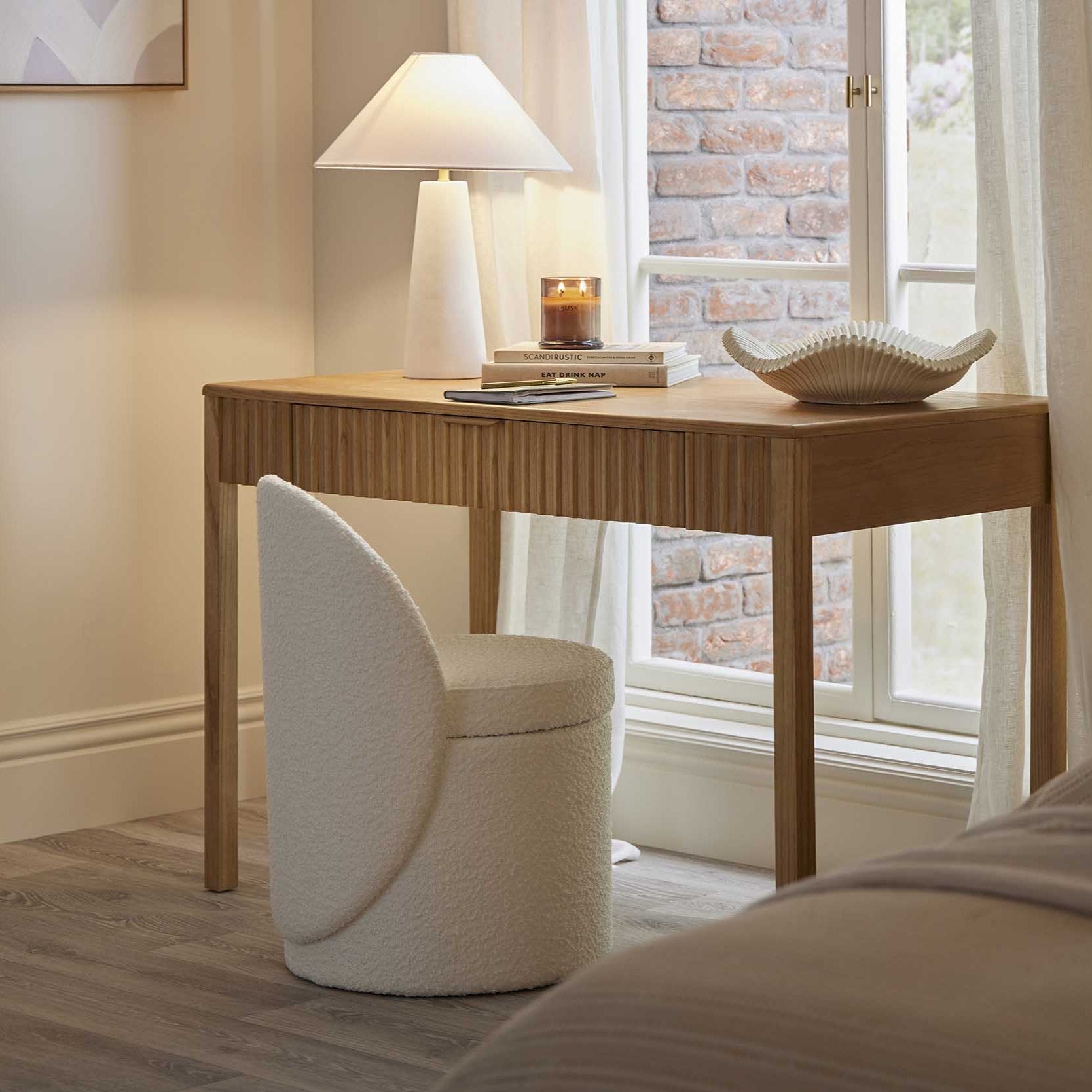 Primrose Dressing Table Storage Stool - Boucle Ivory - DUSK