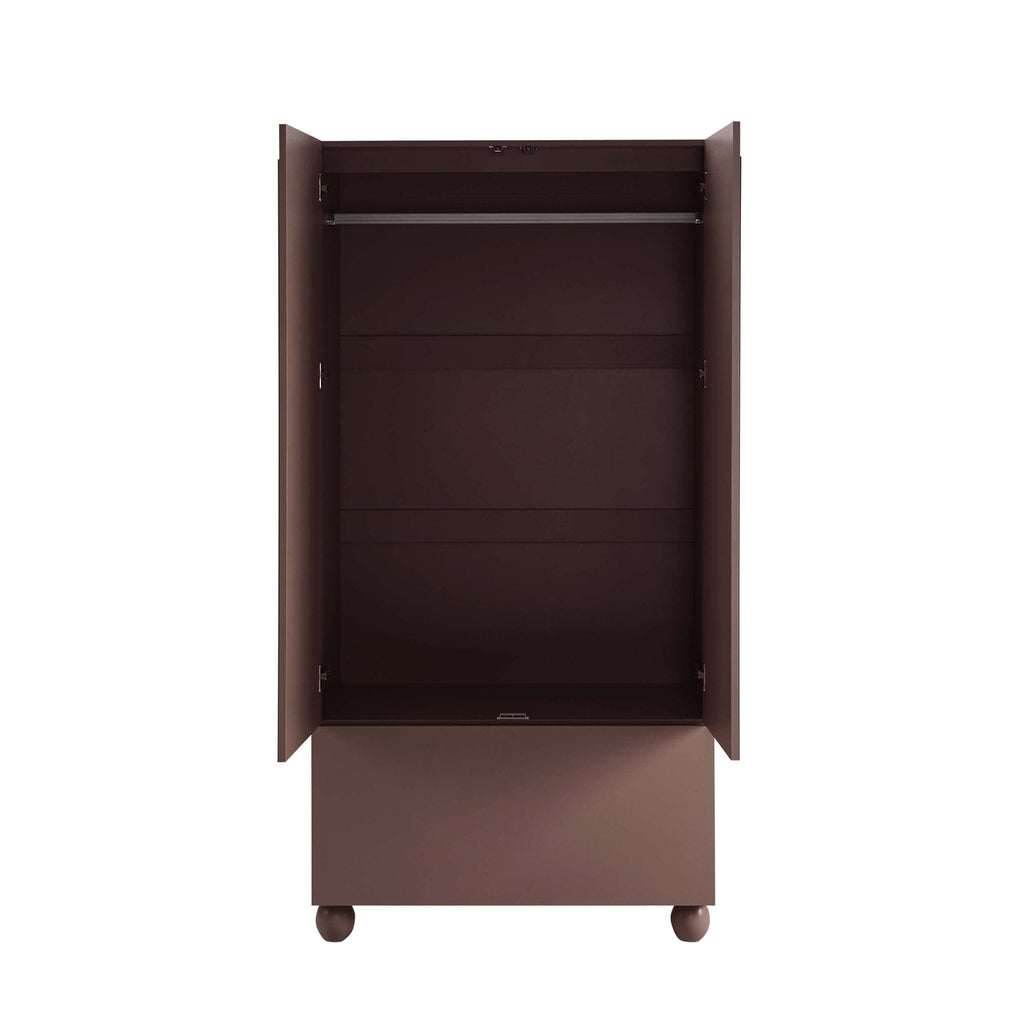 Rachel Arch Front 2 Door Wardrobe with Drawer - Mocha - DUSK