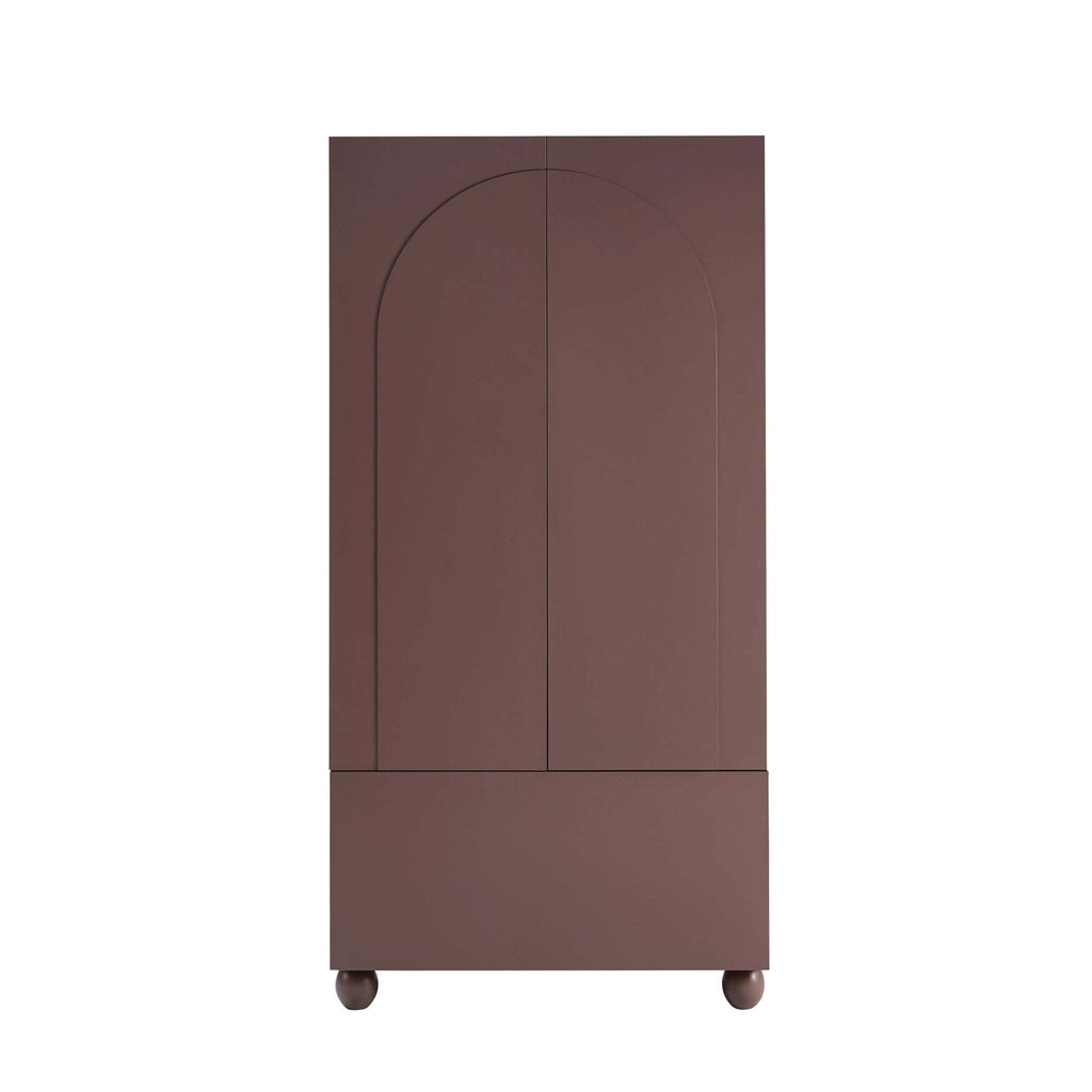 Rachel Arch Front 2 Door Wardrobe with Drawer - Mocha - DUSK