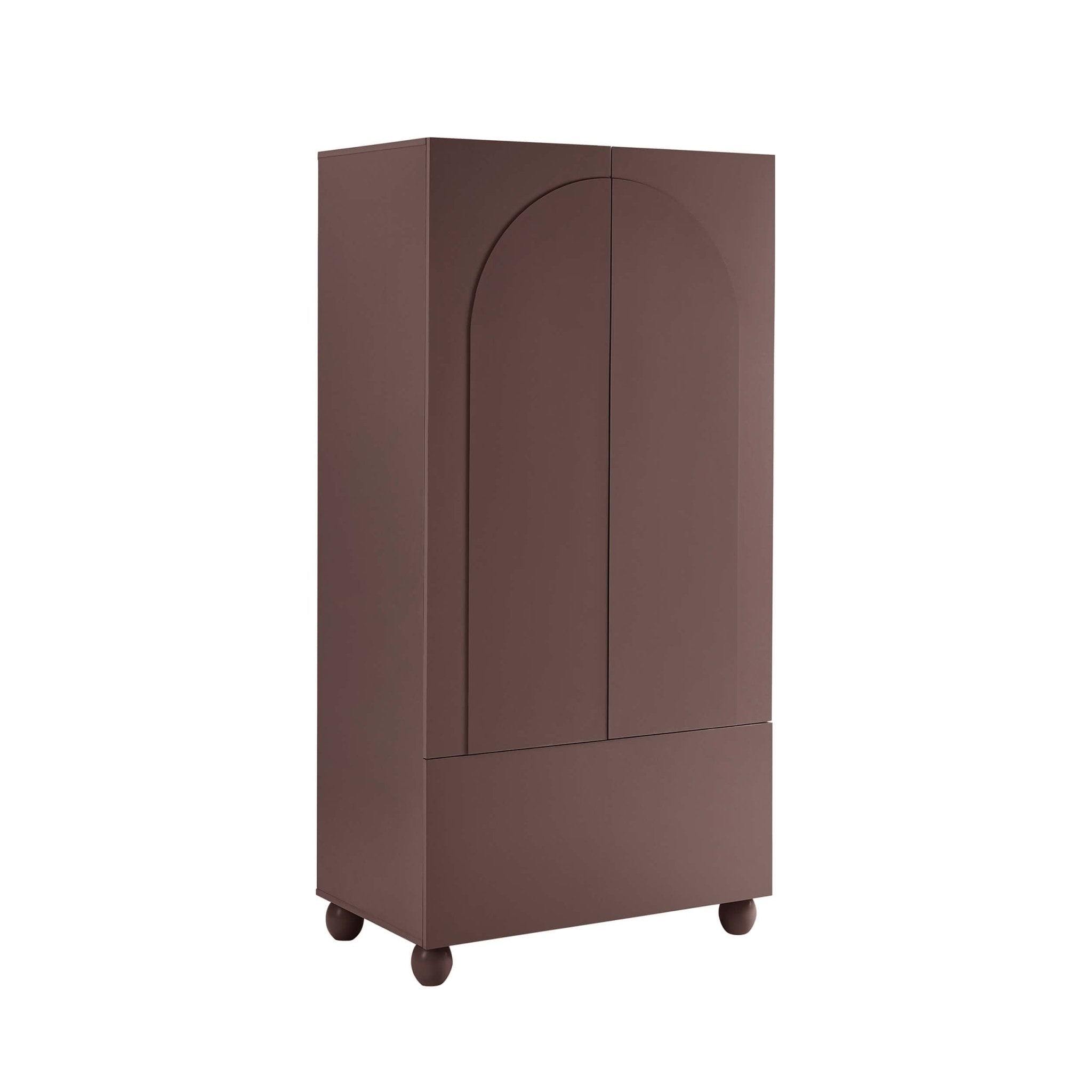 Rachel Arch Front 2 Door Wardrobe with Drawer - Mocha - DUSK