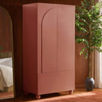 Rachel Arch Front 2 Door Wardrobe with Drawer - Terracotta - DUSK