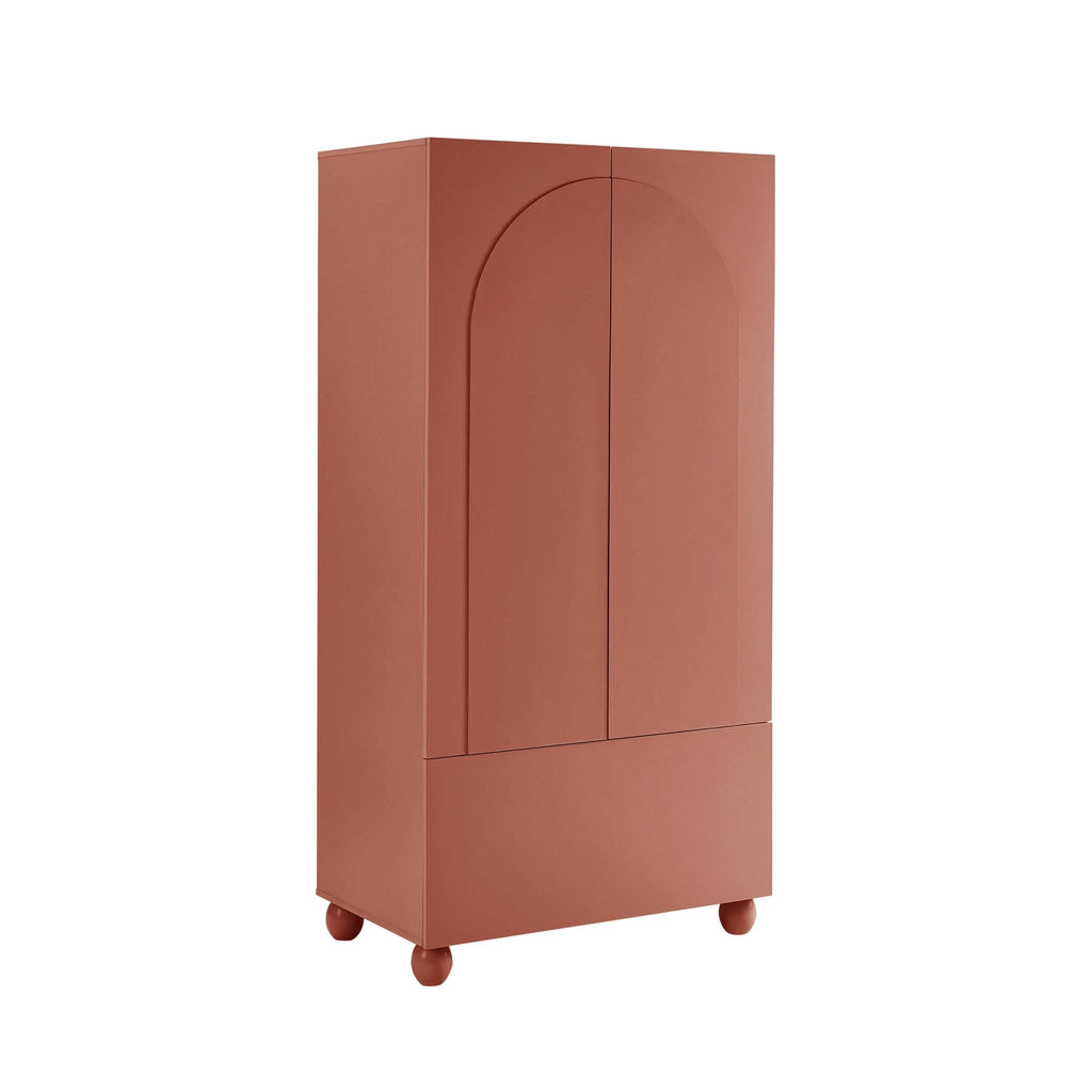 Rachel Arch Front 2 Door Wardrobe with Drawer - Terracotta - DUSK