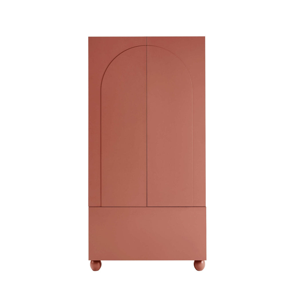 Rachel Arch Front 2 Door Wardrobe with Drawer - Terracotta - DUSK