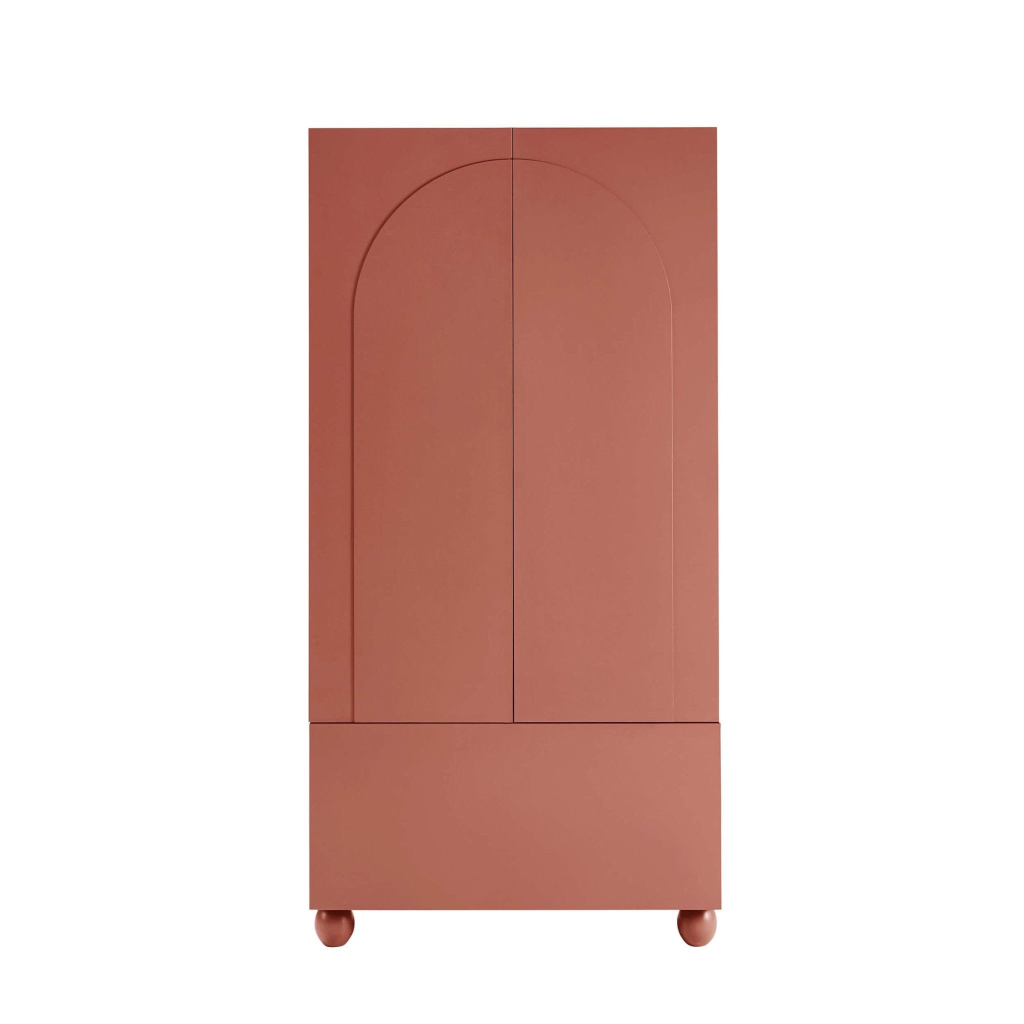 Rachel Arch Front 2 Door Wardrobe with Drawer - Terracotta - DUSK