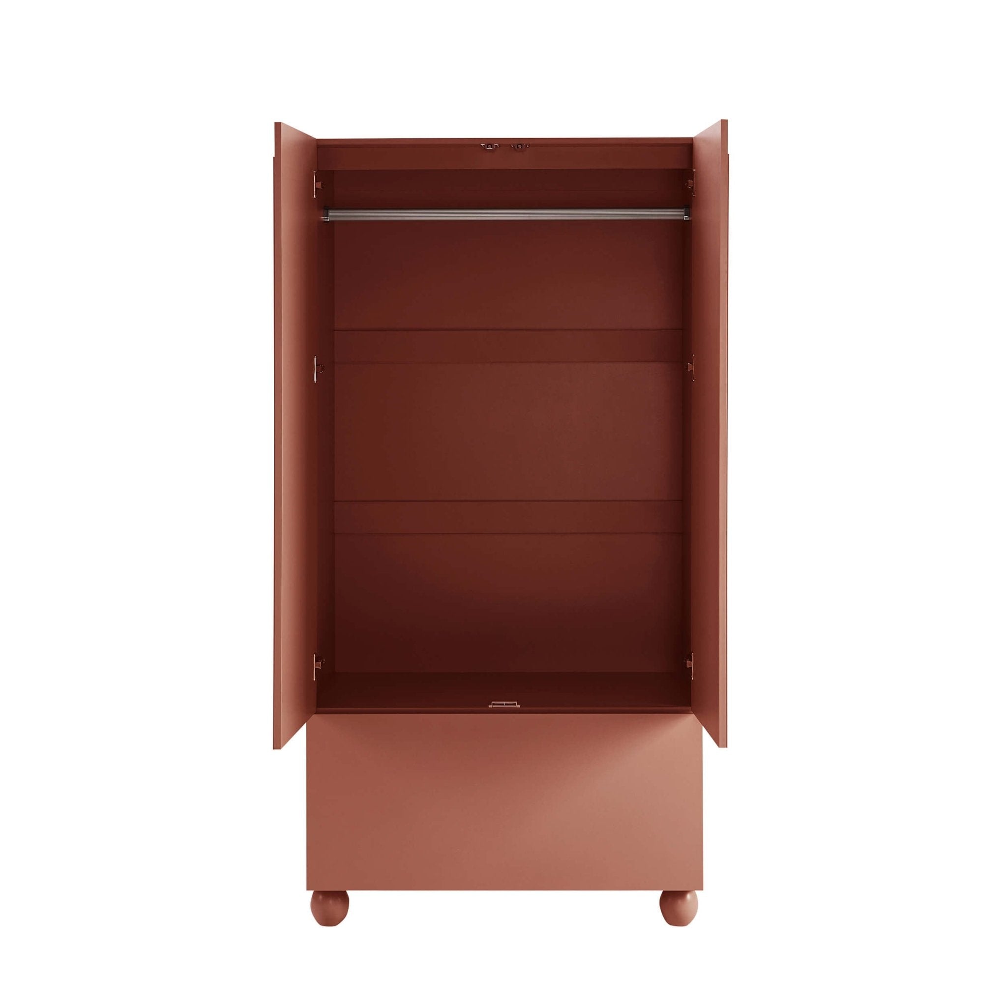 Rachel Arch Front 2 Door Wardrobe with Drawer - Terracotta - DUSK