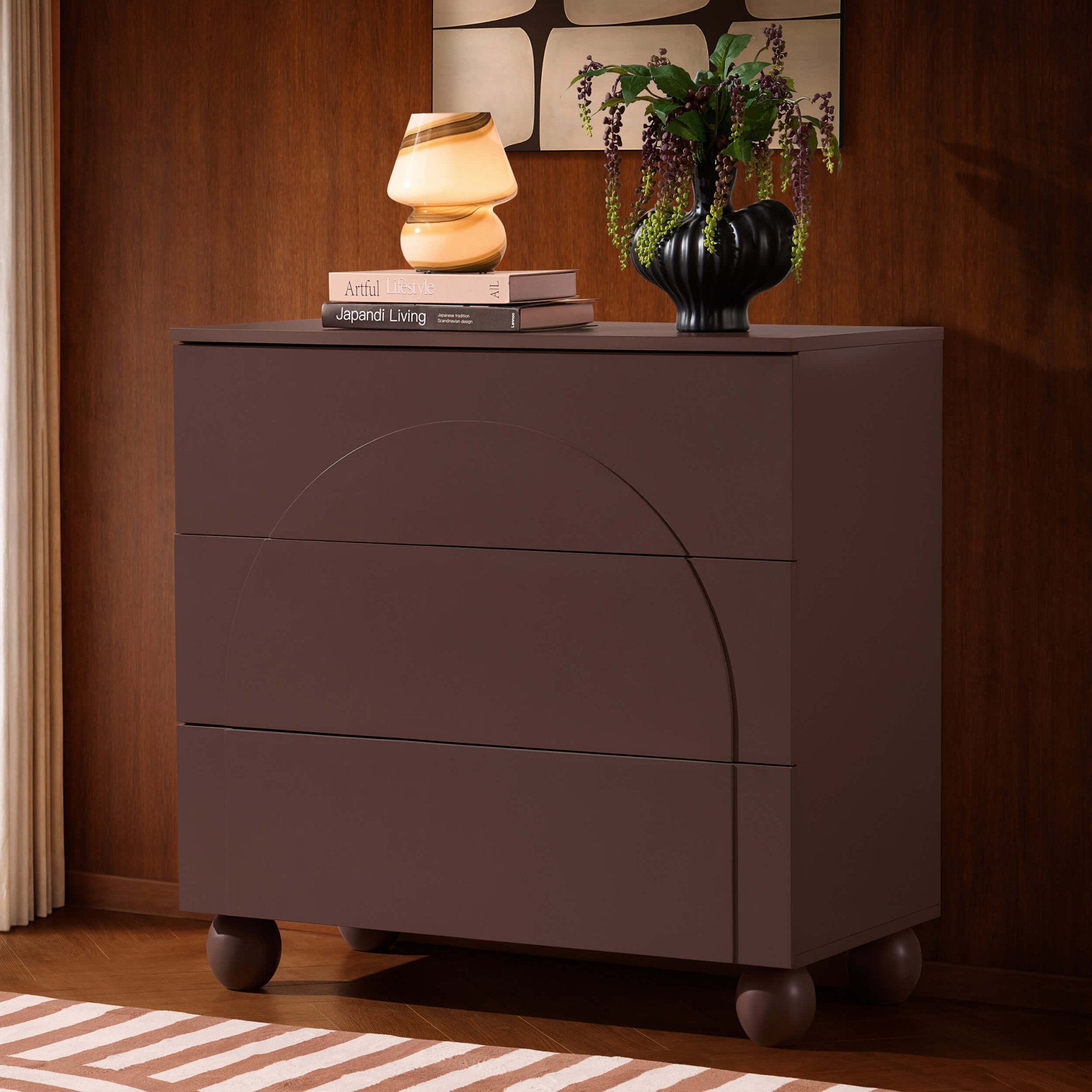 Rachel Arch Front 3 Drawer Chest - Mocha - DUSK