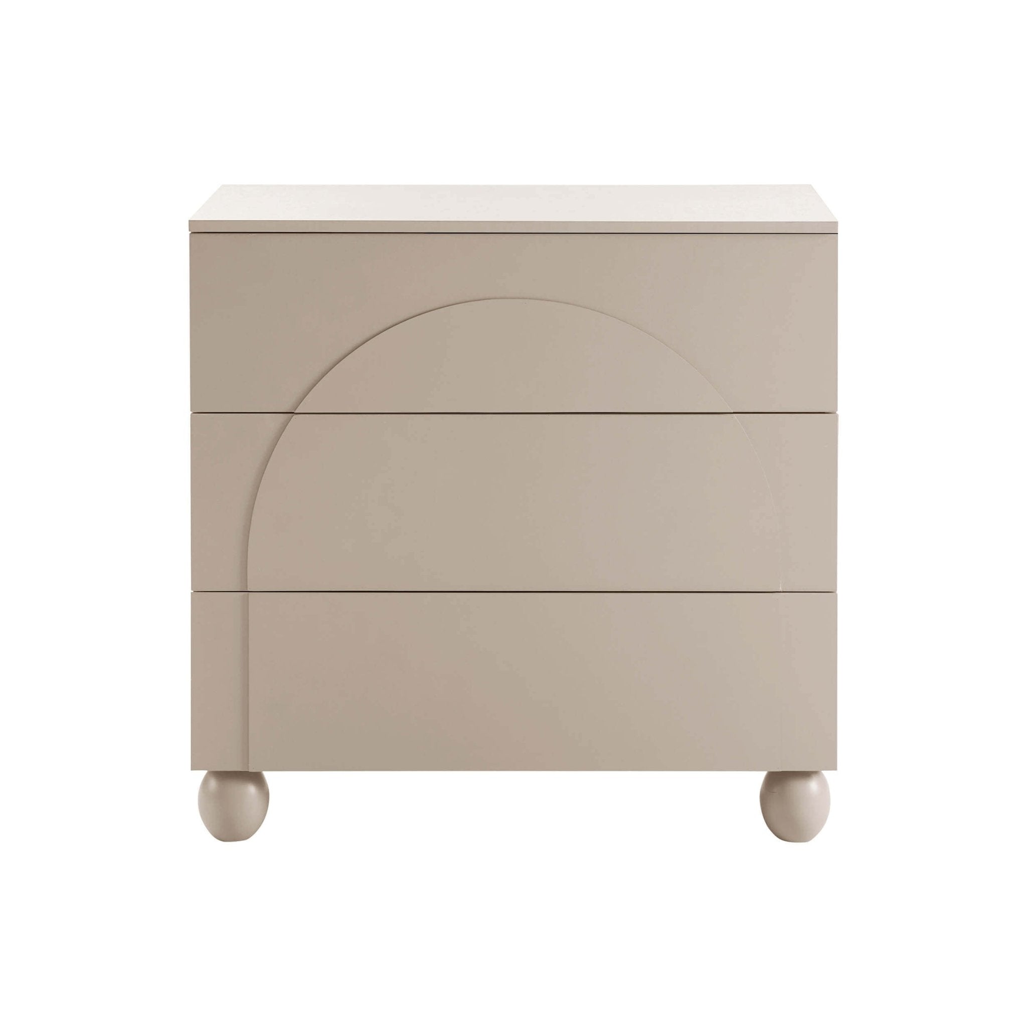 Rachel Arch Front 3 Drawer Chest - Taupe - DUSK