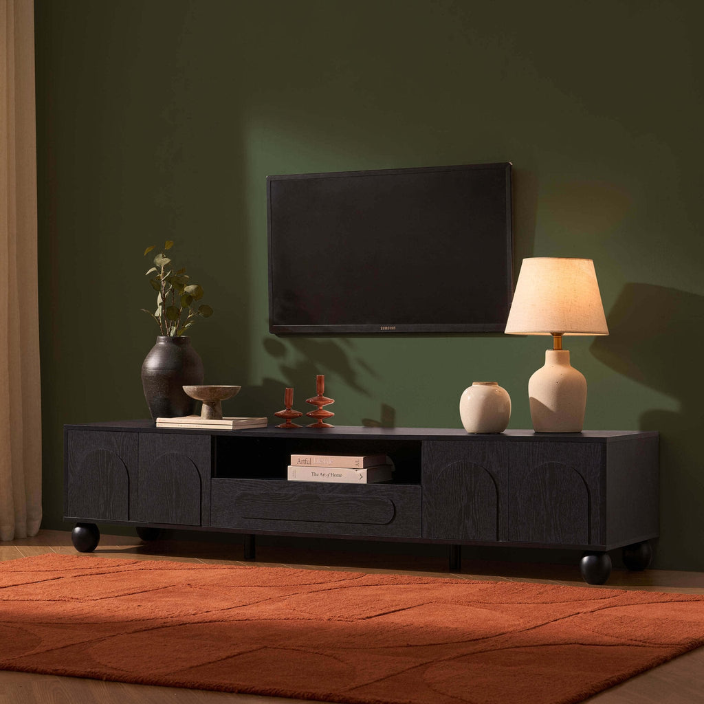 Rachel Arch Front Tv Unit for TVs up to 75" - Black - DUSK