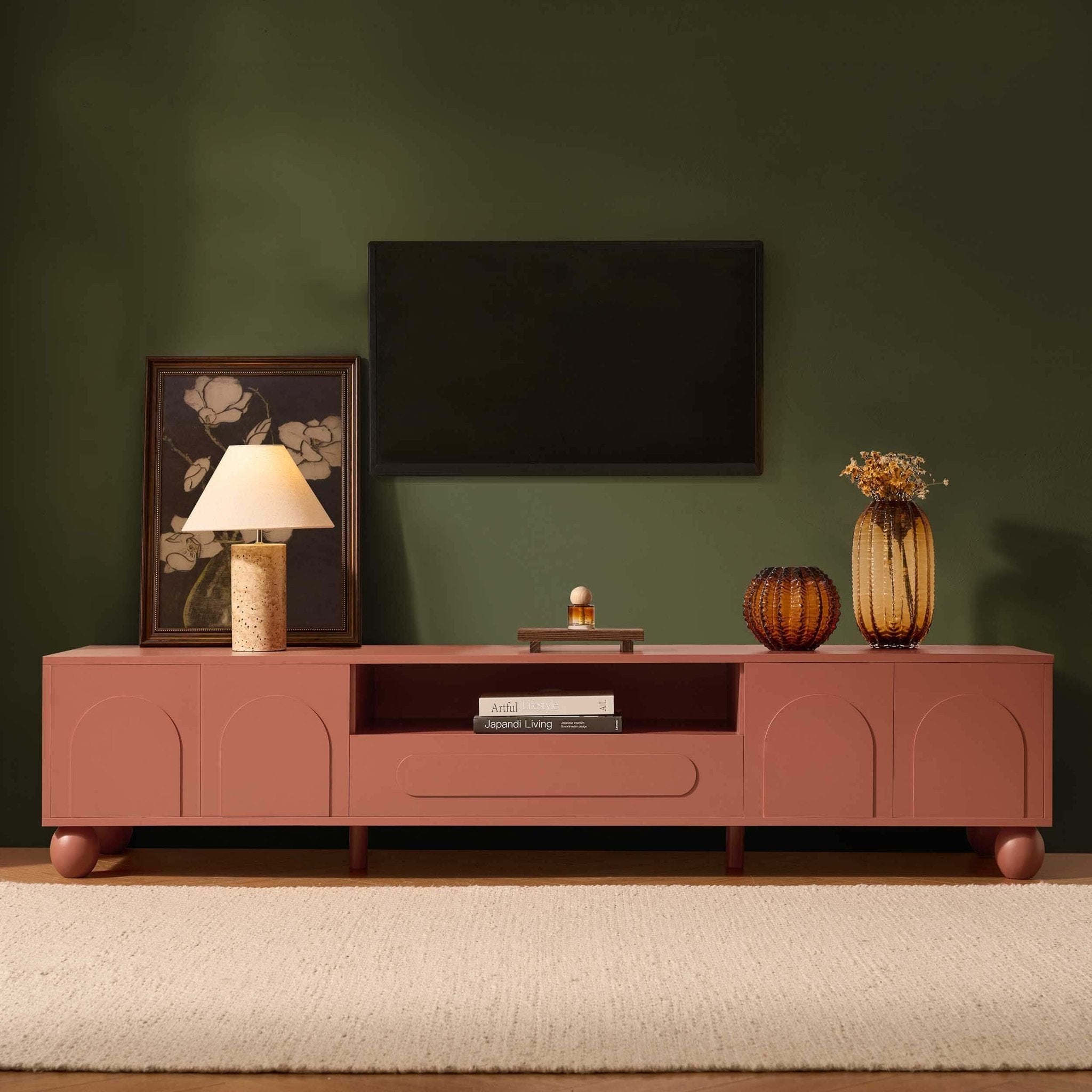 Rachel Arch Front Tv Unit for TVs up to 75" - Terracotta - DUSK