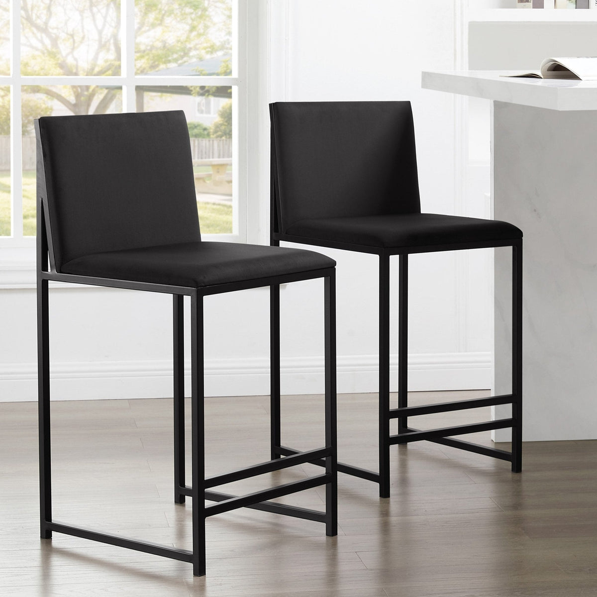 Rae Set Of 2 Barstools - Velvet - Charcoal - DUSK