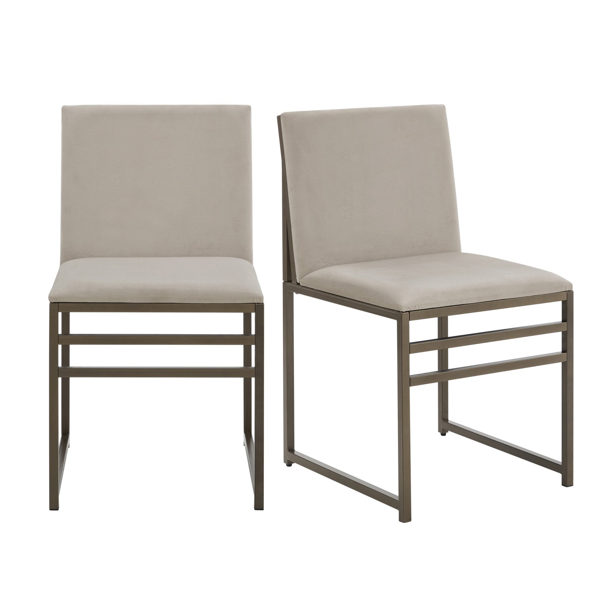 Rae Set of 2 Dining Chairs - Velvet - Beige - DUSK
