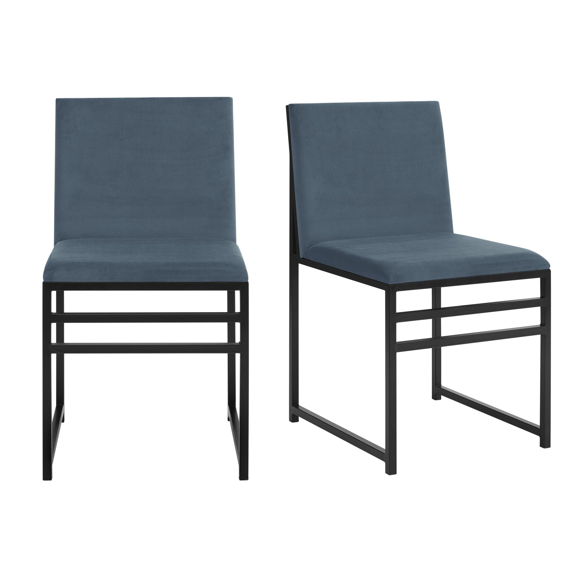 Rae Set of 2 Dining Chairs - Velvet - Blue - DUSK