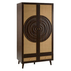 Raven Rattan 2 Door Wardrobe with Drawers - Walnut - DUSK