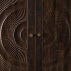 Raven Rattan 2 Door Wardrobe with Drawers - Walnut - DUSK