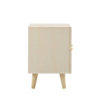 Raven Rattan 2 Drawer Bedside Table - Cream Oak Effect - DUSK