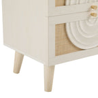 Raven Rattan 2 Drawer Bedside Table - Cream Oak Effect - DUSK