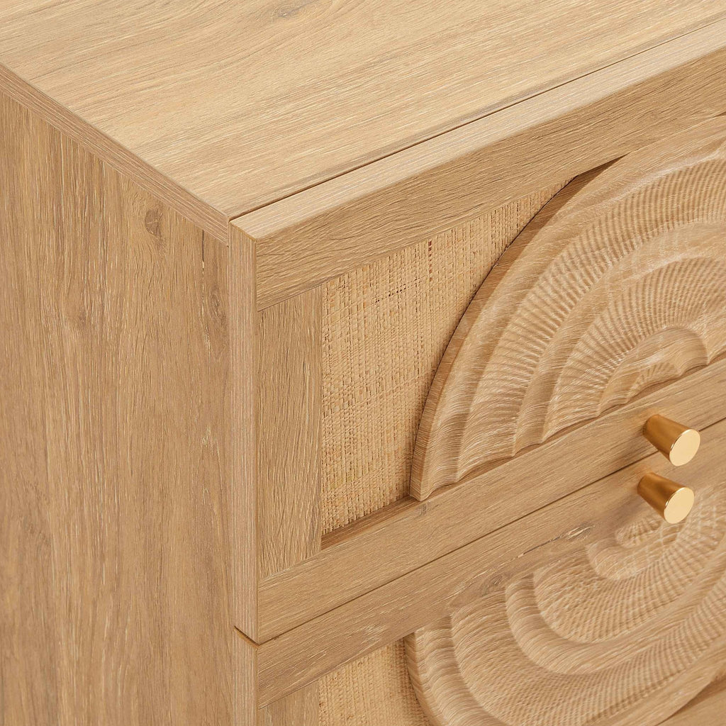 Raven Rattan 2 Drawer Bedside Table - Light Wood - DUSK
