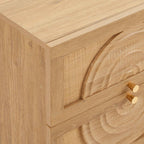 Raven Rattan 2 Drawer Bedside Table - Light Wood - DUSK
