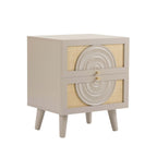 Raven Rattan 2 Drawer Bedside Table - Taupe - DUSK