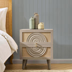 Raven Rattan 2 Drawer Bedside Table - Taupe - DUSK