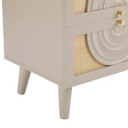 Raven Rattan 2 Drawer Bedside Table - Taupe - DUSK