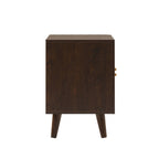Raven Rattan 2 Drawer Bedside Table - Walnut - DUSK